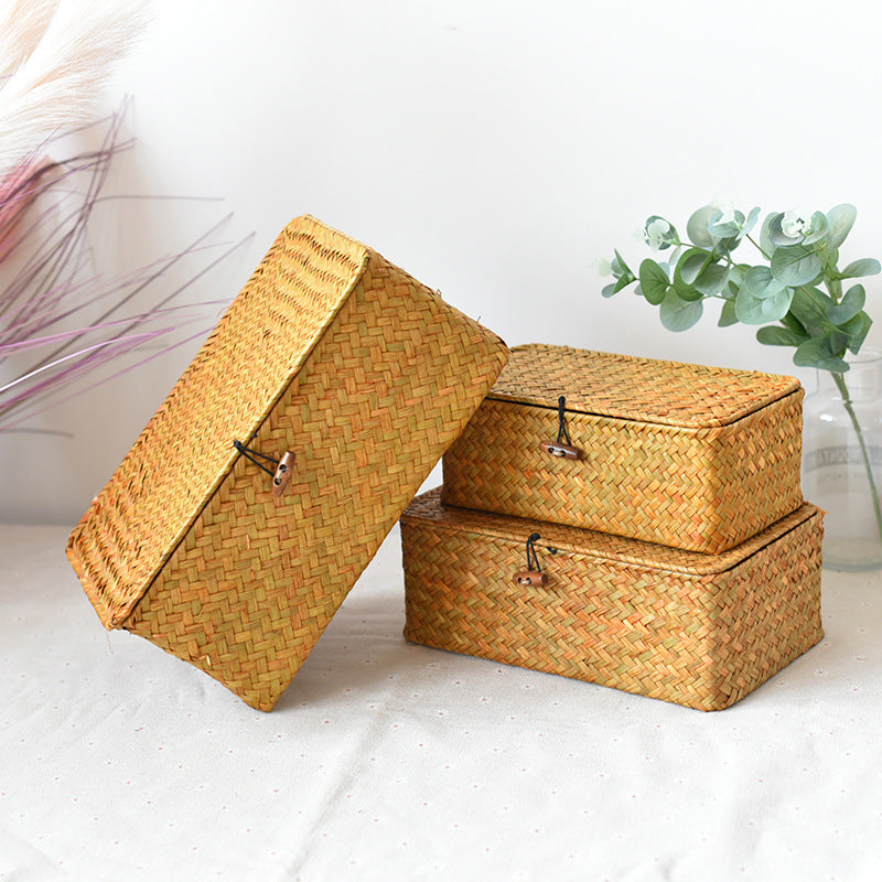 Set Of 3 Natural Storage Baskets Hand Woven Storage Organization